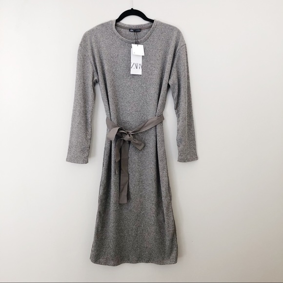 New Zara knit Belted Dress - Picture 2 of 8
